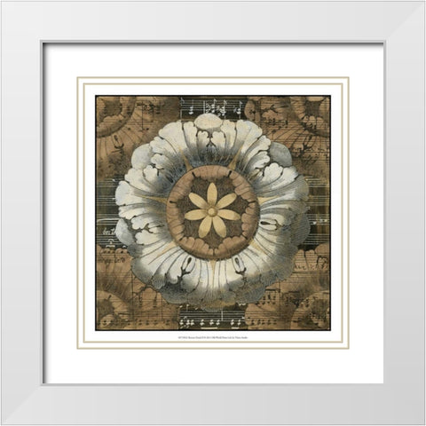 Rosette Detail II White Modern Wood Framed Art Print with Double Matting by Vision Studio
