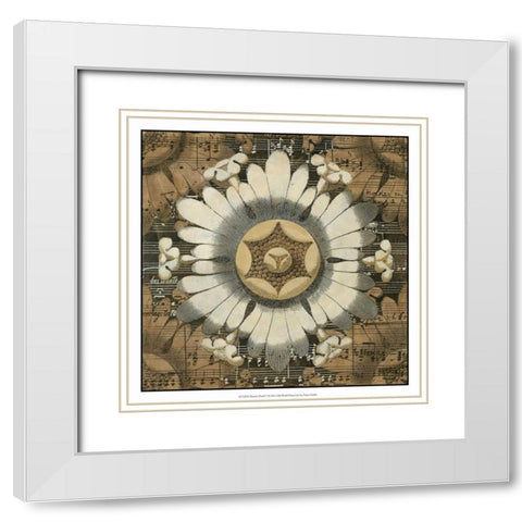 Rosette Detail V White Modern Wood Framed Art Print with Double Matting by Vision Studio