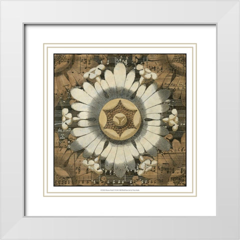 Rosette Detail V White Modern Wood Framed Art Print with Double Matting by Vision Studio