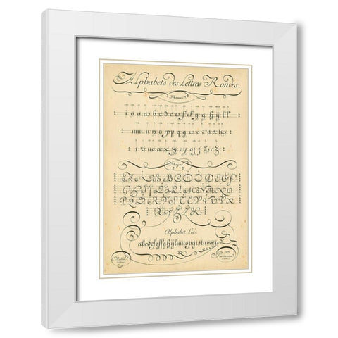 Alphabet Sampler I White Modern Wood Framed Art Print with Double Matting by Diderot, Denis