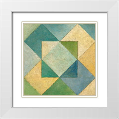 Quilted Abstract IV White Modern Wood Framed Art Print with Double Matting by Meagher, Megan