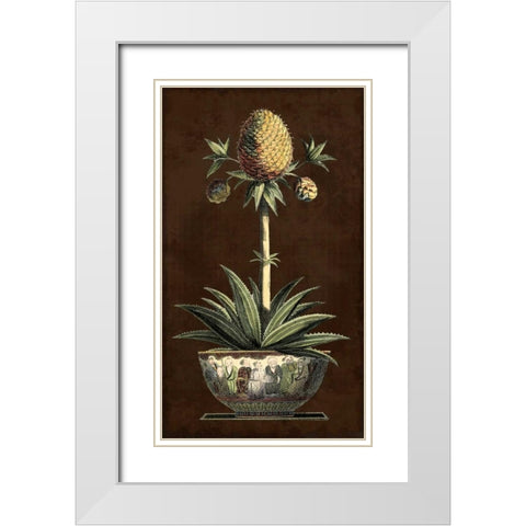 Potted Pineapple I White Modern Wood Framed Art Print with Double Matting by Vision Studio
