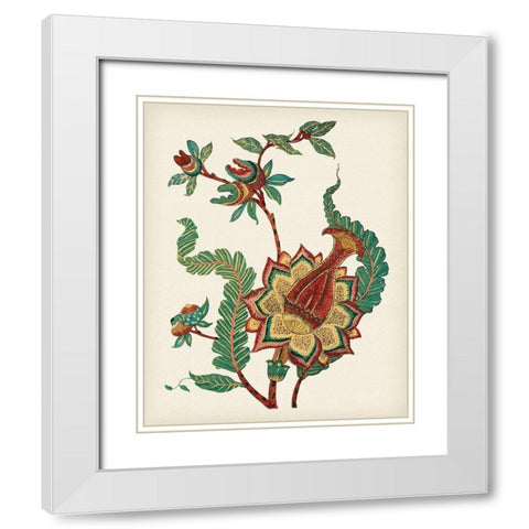 Jacobean Floral I White Modern Wood Framed Art Print with Double Matting by Vision Studio