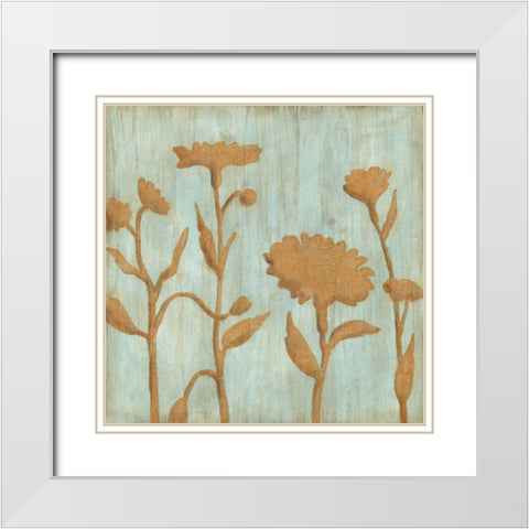 Golden Wildflowers I White Modern Wood Framed Art Print with Double Matting by Meagher, Megan