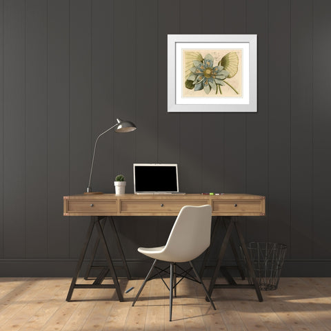 Blue Lotus Flower I White Modern Wood Framed Art Print with Double Matting by Vision Studio