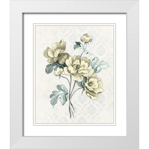 Victorian Blooms I White Modern Wood Framed Art Print with Double Matting by Vision Studio