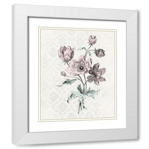 Victorian Blooms II White Modern Wood Framed Art Print with Double Matting by Vision Studio