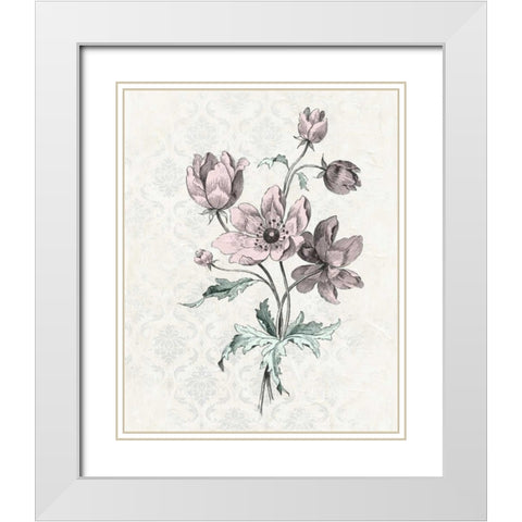 Victorian Blooms II White Modern Wood Framed Art Print with Double Matting by Vision Studio