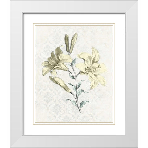 Victorian Blooms III White Modern Wood Framed Art Print with Double Matting by Vision Studio