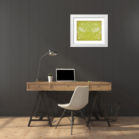 Citrus Chintz II White Modern Wood Framed Art Print with Double Matting by Vision Studio