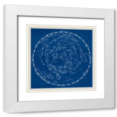 Stars and Constellations Chart White Modern Wood Framed Art Print with Double Matting by Vision Studio