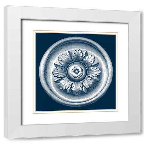 Classic Medallion on Navy I White Modern Wood Framed Art Print with Double Matting by Vision Studio