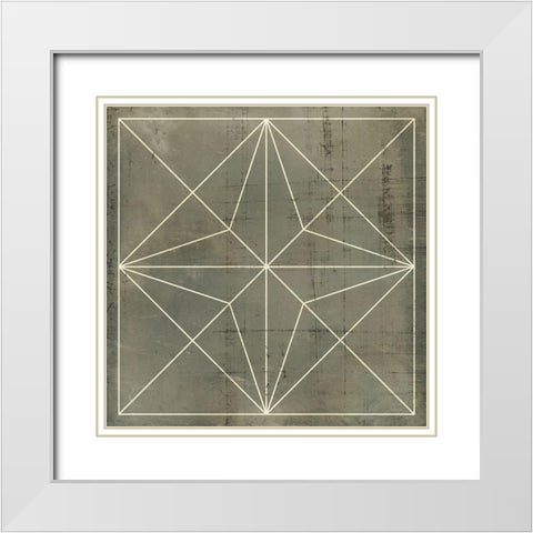 Geometric Blueprint I White Modern Wood Framed Art Print with Double Matting by Vision Studio