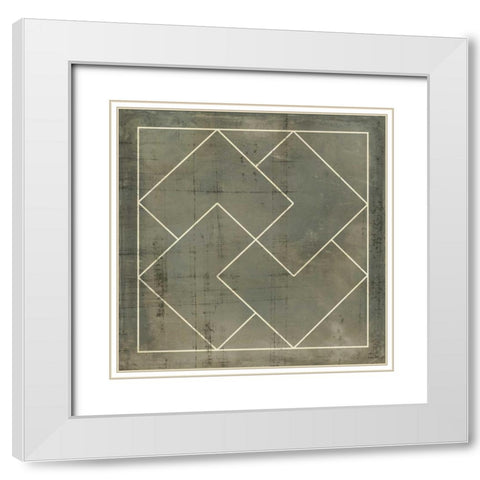Geometric Blueprint III White Modern Wood Framed Art Print with Double Matting by Vision Studio