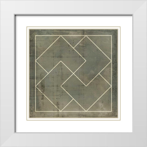 Geometric Blueprint III White Modern Wood Framed Art Print with Double Matting by Vision Studio