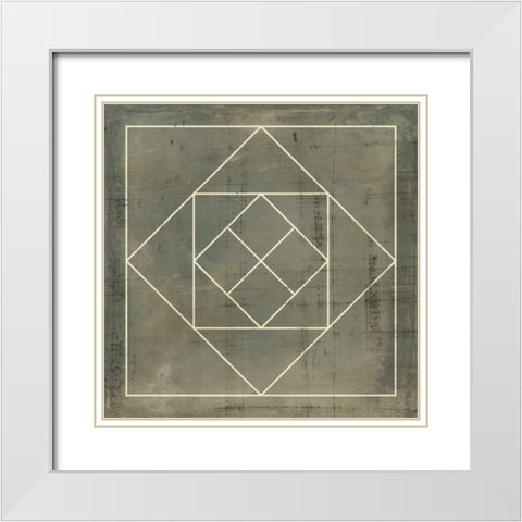 Geometric Blueprint V White Modern Wood Framed Art Print with Double Matting by Vision Studio
