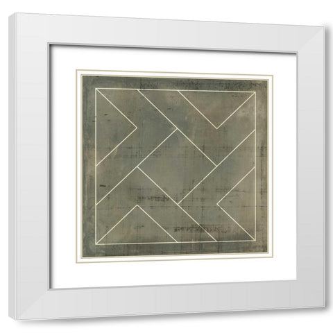 Geometric Blueprint VI White Modern Wood Framed Art Print with Double Matting by Vision Studio