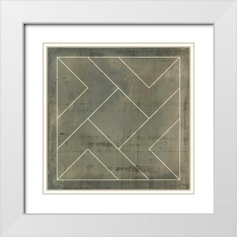 Geometric Blueprint VI White Modern Wood Framed Art Print with Double Matting by Vision Studio