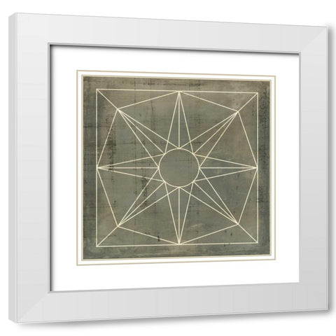Geometric Blueprint VII White Modern Wood Framed Art Print with Double Matting by Vision Studio