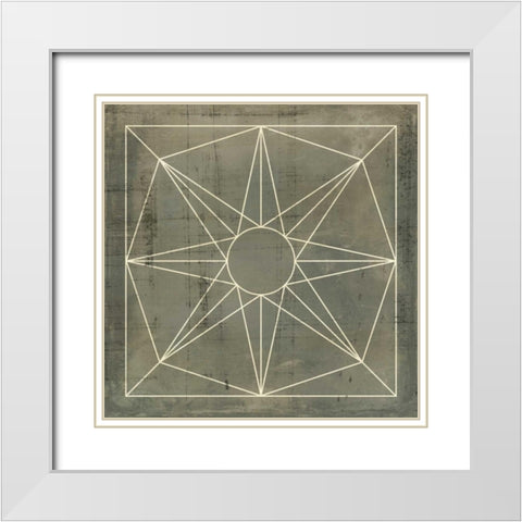 Geometric Blueprint VII White Modern Wood Framed Art Print with Double Matting by Vision Studio
