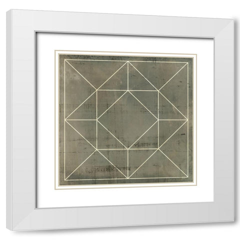 Geometric Blueprint VIII White Modern Wood Framed Art Print with Double Matting by Vision Studio