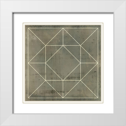 Geometric Blueprint VIII White Modern Wood Framed Art Print with Double Matting by Vision Studio