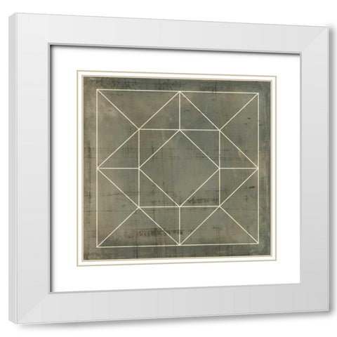 Geometric Blueprint VIII White Modern Wood Framed Art Print with Double Matting by Vision Studio