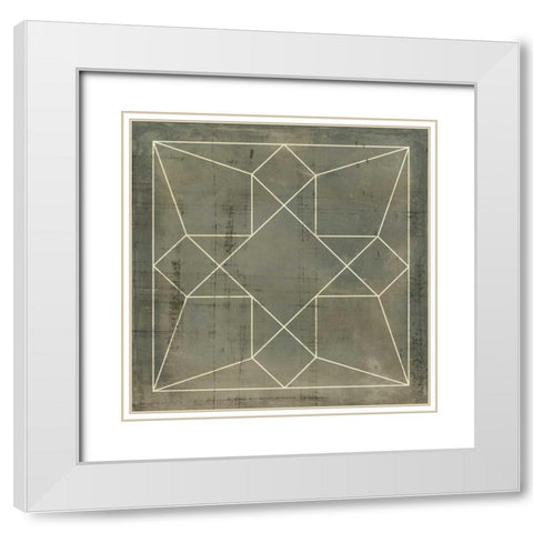 Geometric Blueprint IX White Modern Wood Framed Art Print with Double Matting by Vision Studio