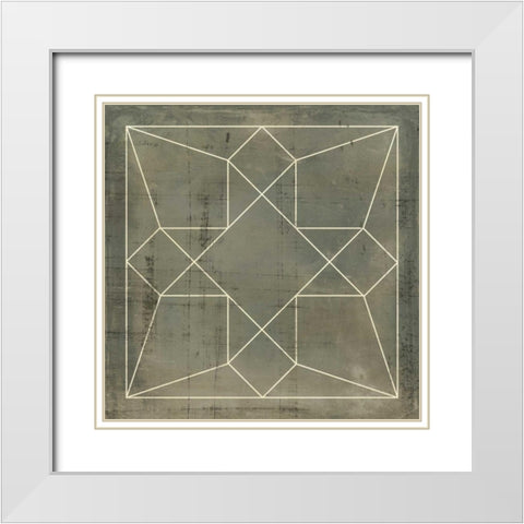 Geometric Blueprint IX White Modern Wood Framed Art Print with Double Matting by Vision Studio