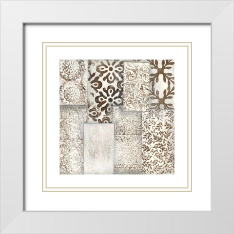 Neutral Patterned Patchwork I White Modern Wood Framed Art Print with Double Matting by Goldberger, Jennifer