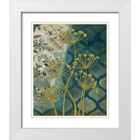 Peridot Botanical I White Modern Wood Framed Art Print with Double Matting by Meagher, Megan