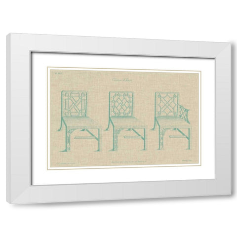Chinese Chippendale Chairs I White Modern Wood Framed Art Print with Double Matting by Vision Studio