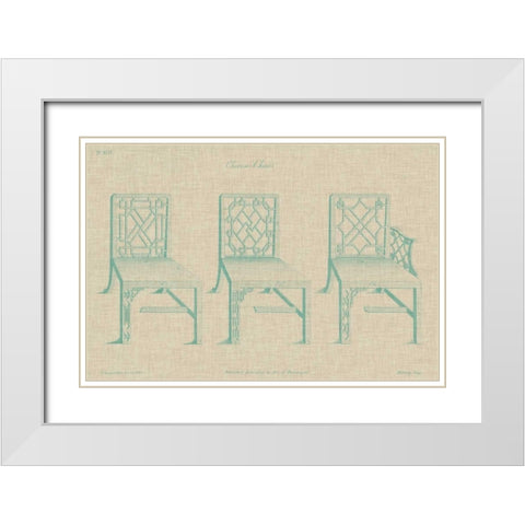 Chinese Chippendale Chairs I White Modern Wood Framed Art Print with Double Matting by Vision Studio