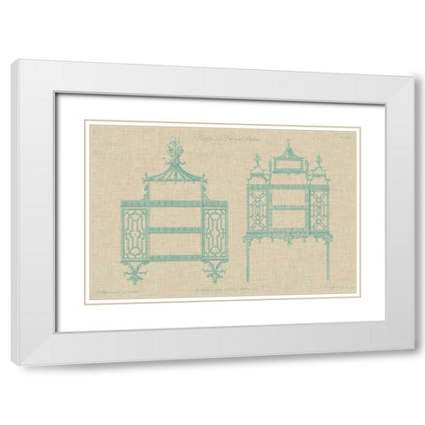 Chinese Chippendale Cabinet II White Modern Wood Framed Art Print with Double Matting by Vision Studio