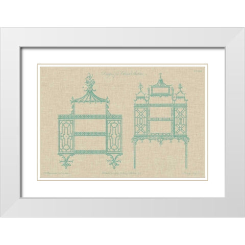 Chinese Chippendale Cabinet II White Modern Wood Framed Art Print with Double Matting by Vision Studio