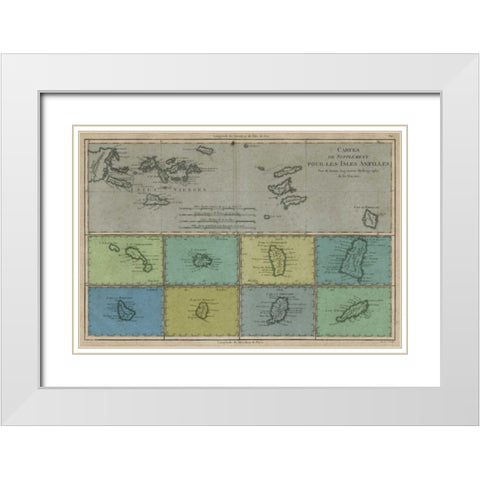 Map of the Greater and Lesser Antilles White Modern Wood Framed Art Print with Double Matting by Vision Studio