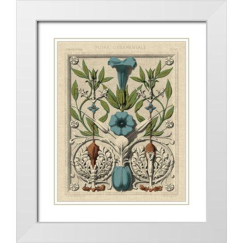 Decorative Flourish I White Modern Wood Framed Art Print with Double Matting by Vision Studio