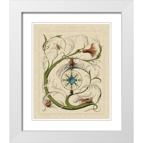 Decorative Flourish III White Modern Wood Framed Art Print with Double Matting by Vision Studio