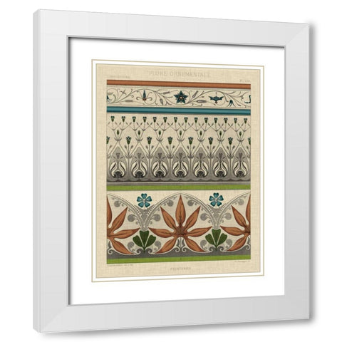 Panel Ornamentale I White Modern Wood Framed Art Print with Double Matting by Vision Studio