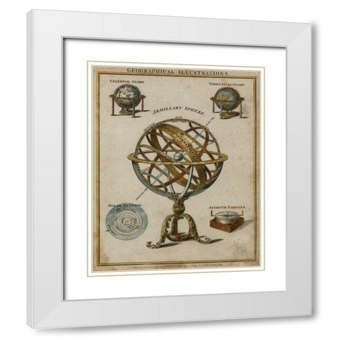 Geographical Illustrations White Modern Wood Framed Art Print with Double Matting by Vision Studio