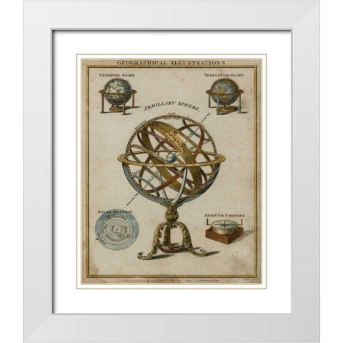 Geographical Illustrations White Modern Wood Framed Art Print with Double Matting by Vision Studio