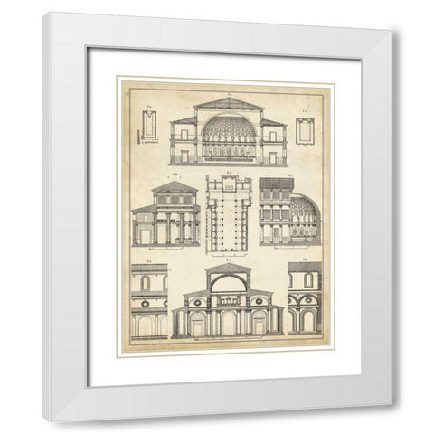 Vintage Architects Plan I White Modern Wood Framed Art Print with Double Matting by Vision Studio