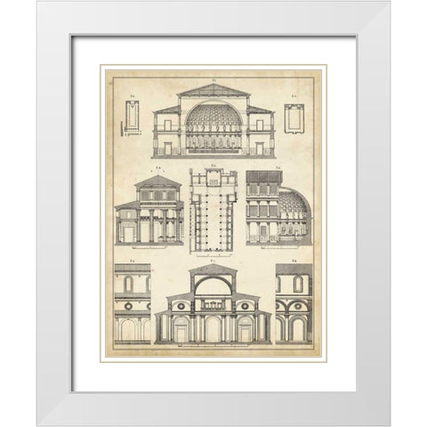 Vintage Architects Plan I White Modern Wood Framed Art Print with Double Matting by Vision Studio