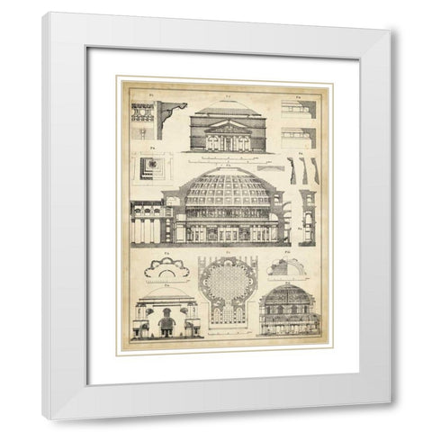 Vintage Architects Plan III White Modern Wood Framed Art Print with Double Matting by Vision Studio