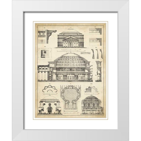 Vintage Architects Plan III White Modern Wood Framed Art Print with Double Matting by Vision Studio