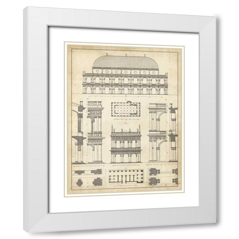 Vintage Architects Plan IV White Modern Wood Framed Art Print with Double Matting by Vision Studio