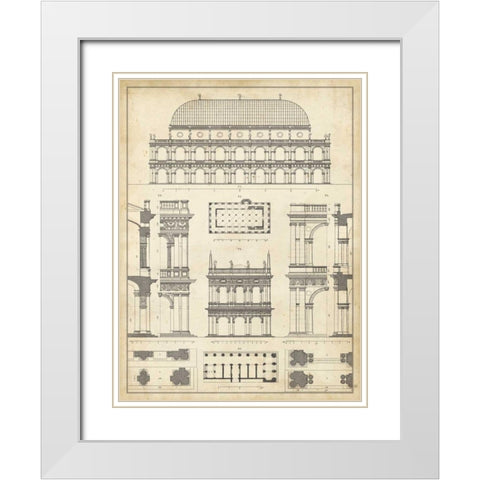 Vintage Architects Plan IV White Modern Wood Framed Art Print with Double Matting by Vision Studio