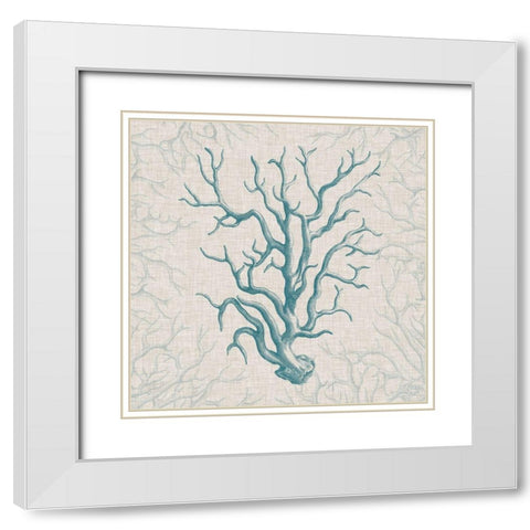 Coral Motif II White Modern Wood Framed Art Print with Double Matting by Vision Studio