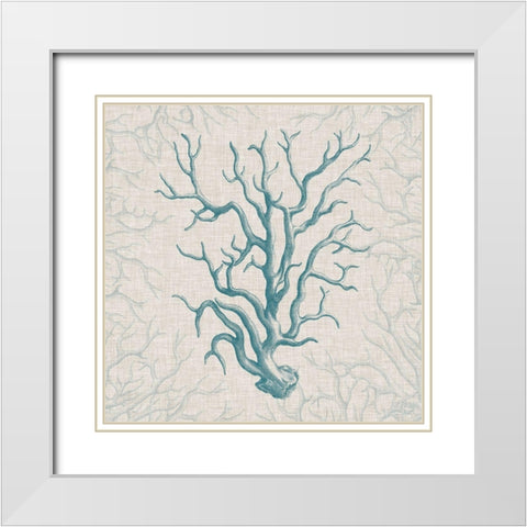 Coral Motif II White Modern Wood Framed Art Print with Double Matting by Vision Studio