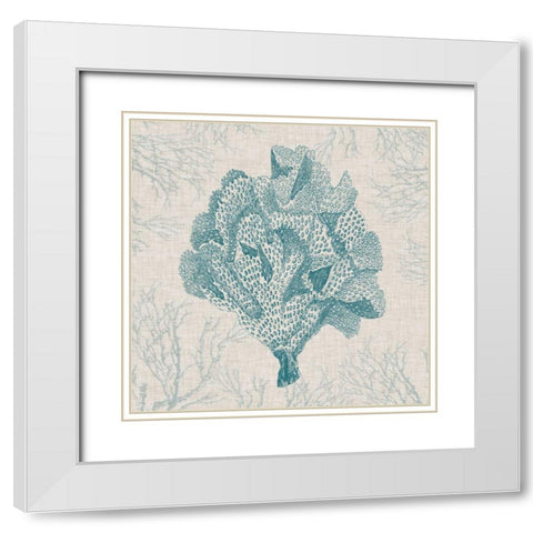 Coral Motif IV White Modern Wood Framed Art Print with Double Matting by Vision Studio